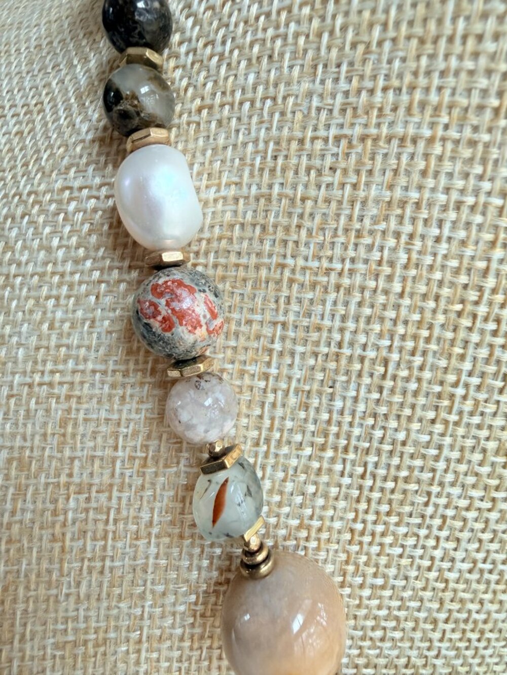 One of a Kind Turquoise Pearl Natural Stone Necklace - Picture 8 of 13